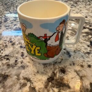 Vintage 1979 Popeye the Sailor Man Plastic Mug King Features Syndicate Wimpy Cup